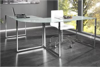 hoek bureau wit glas